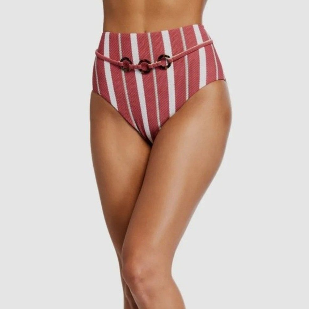 Letarte Womens Size Medium Tahoe Striped High Waisted Bikini Bottoms
